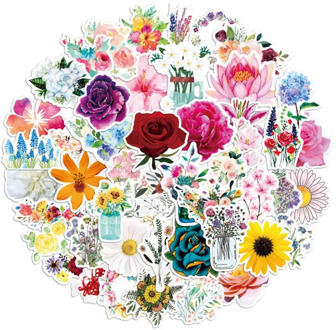 50Pcs/set Flower Floral Diary Waterproof PVC Journal Vintage Stationery Stickers Scrapbooking Label Stickers School Supplies