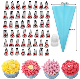 50pcs Silicone Pastry Bags Tips 48 Icing Piping Nozzles + Cream Reusable Pastry Bags Cake Decorating Tools Pastry Nozzles