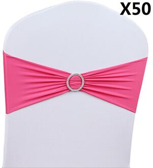 50Pcs Stoel Bands Spandex Elastische Bogen Van De Achterkant Van De Stoel # D0 heet roze