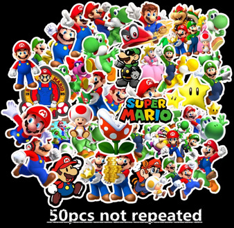 50pcs Switch Game Super Mario Odyssey Stickers Waterproof Motorcycle Luggagee Travel Trolley Stickers Cartoon Mario Kinopio