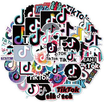 50Pcs TikTok Logo Stickers For Phone Laptop Luggage Motorcycle Car Scrapbooking Graffiti Diary Label Stationery Sticker Decals