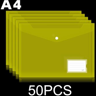 50Pcs Transparant Plastic A4 Mappen Bestand Zak Met Label Document Hold Zakken Mappen Filing Papier Opslag Kantoor Schoolbenodigdheden geel