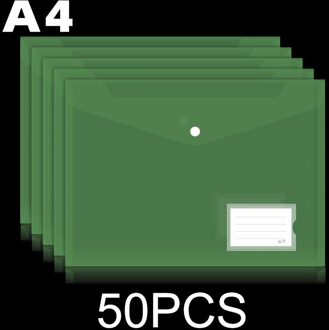 50Pcs Transparant Plastic A4 Mappen Bestand Zak Met Label Document Hold Zakken Mappen Filing Papier Opslag Kantoor Schoolbenodigdheden groen