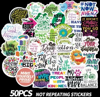 50Pcs Vertrouwen Engels Letters Inspirational Quotes Sticker Voor Laptop Skateboard Case Helm Speelgoed Cartoon Decals Stickers F5 B50pcs