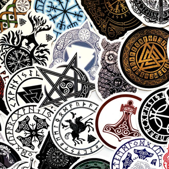 50Pcs Viking Rune Creative Stickers For Luggage Laptop Phone Skateboard Motorcycle Bicycle Graffiti Guitar Waterproof Sticker