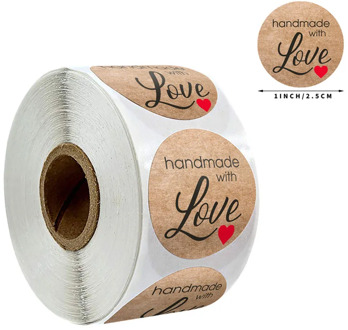 50Pcs/wad 1inch Round Natural Kraft Thank You Sticker Seal Labes Hand Made With Love Sticker Paper Stationery Sticke