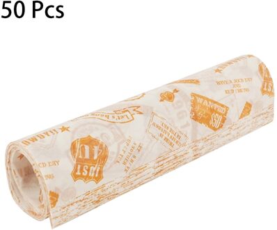 50Pcs Wax Papier Voedsel Inpakpapier Olie-Proof Bakken Wax Papier Snack Pad Papier Sandwiches/Hamburgers Verpakking papier 4C