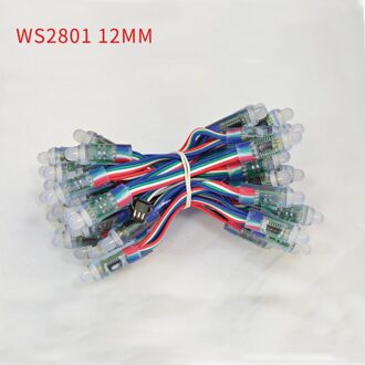 50PCS WS2801 RGB Full Color LED Pixel Module 12mm Pixel digitale adressierbare DC 5V Waterdichte IP68 LED snaar Licht Kerst