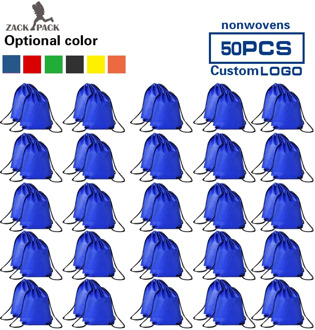 50pcs Zackpack Non-woven Drawstring Bags Promotional Sports Printed Backpack Custom Logo Travel Storage Bag wholesale women