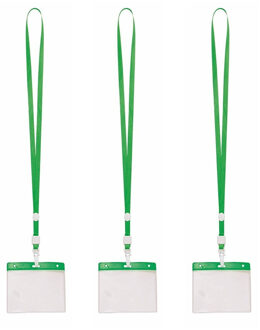 50x badgehouder met groene keycord / lanyard - naamkaarthouder