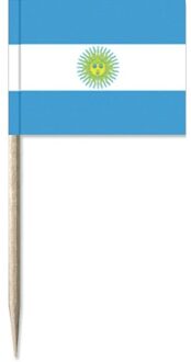 50x Blauw/witte Argentijnse cocktailprikkertjes/kaasprikkertjes 8 cm