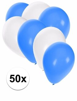 50x blauwe en witte ballonnen - Ballonnen Multikleur
