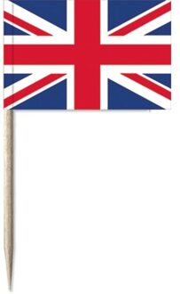 50x Cocktailprikkers Engeland/VK 8 cm vlaggetje landen decoratie Multi