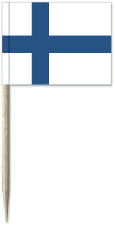 50x Cocktailprikkers Finland 8 cm vlaggetje landen decoratie