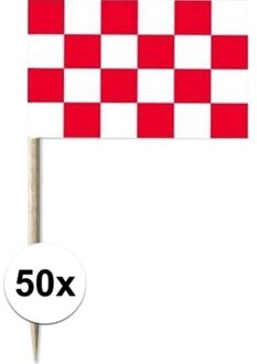 50x Cocktailprikkers Noord Brabant - 8 cm mini vlaggetjes - provincie tafel decoratie