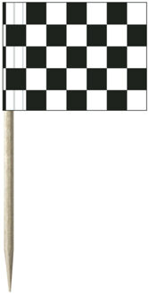 50x Cocktailprikkers race/finish vlag 8 cm vlaggetjes decoratie Multi