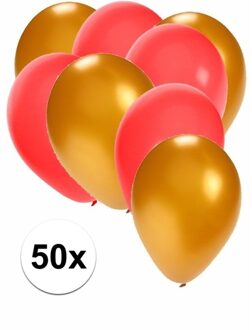 50x gouden en rode ballonnen - Ballonnen Multikleur