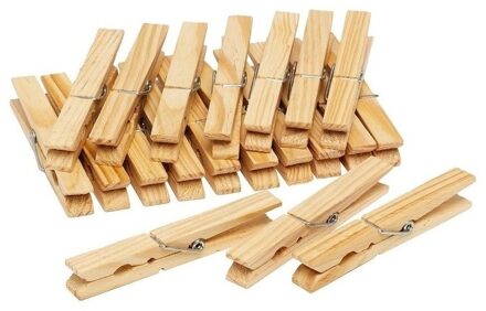 50x Houten wasknijpers/wasgoedknijpers 7 cm Bruin