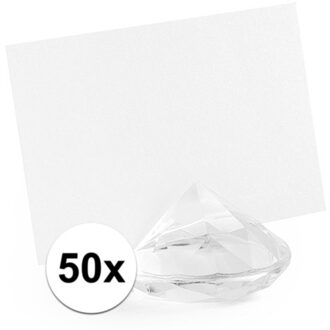 50x Kaarthouders standaards transparante diamanten 4 cm