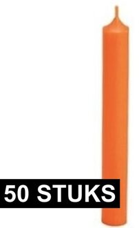 50x Oranje dinerkaarsen 18 cm - Tafel diner kaarsen - Woondecoratie/Woonaccessoires