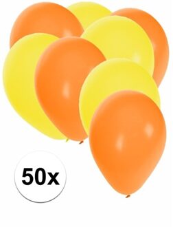 50x oranje en gele ballonnen - Ballonnen Multikleur