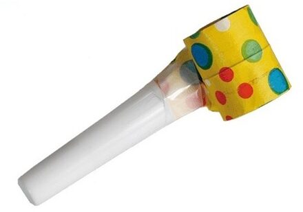 50x Papieren roltongen feest toeters van 35 cm - Verjaardag blaas toetertjes