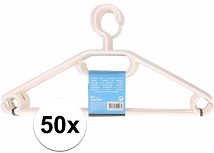 50x plastic kledinghangers wit - Action products