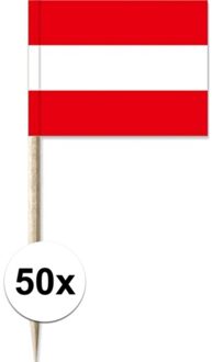 50x Rood/witte Oostenrijkse cocktailprikkertjes/kaasprikkertjes 8 cm
