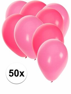 50x roze en lichtroze ballonnen - Ballonnen Multikleur