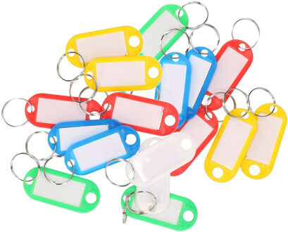 50x Sleutelhanger labeltjes gekleurd kunststof - Sleutelhangers