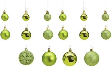 50x stuks kunststof kerstballen lime groen 3, 4 en 6 cm - Kerstbal