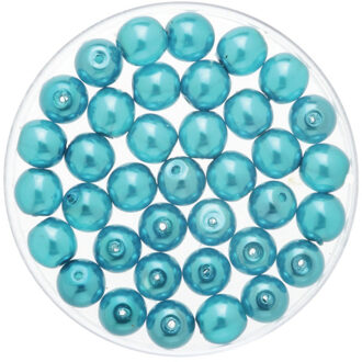 50x stuks sieraden maken Boheemse glaskralen in het transparant turquoise van 6 mm - Hobbykralen Blauw