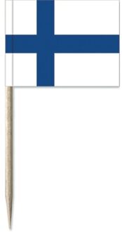 50x Wit/blauwe Finse cocktailprikkertjes/kaasprikkertjes 8 cm