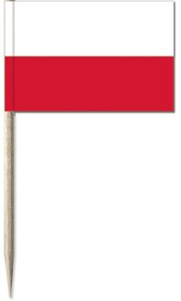50x Wit/rode Poolse cocktailprikkertjes/kaasprikkertjes 8 cm