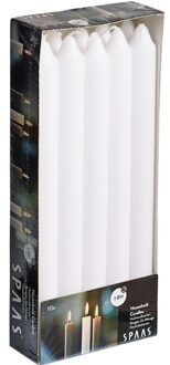 50x Witte dinerkaarsen 24 cm 8 branduren - Geurloze kaarsen - Huishoudkaarsen/tafelkaarsen/kandelaarkaarsen