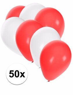 50x witte en rode ballonnen - Ballonnen Multikleur