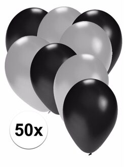 50x zwarte en zilveren ballonnen - Ballonnen Multikleur