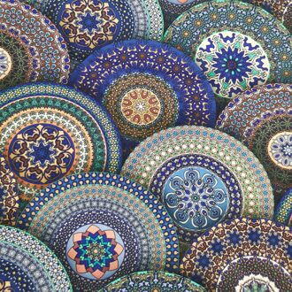 50X105Cm Roze Coloful Grote Cirkel Golf Afrikaanse Geometrie Patronen Gedrukt Katoen Stof Afrika Stof Patchwork Doek Bag thuis December kleur 2