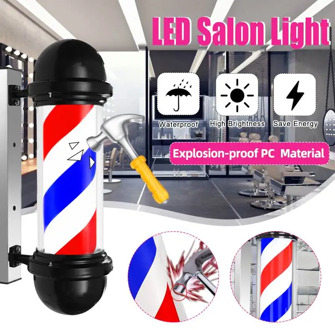 50x14x22cm LED Hair Salon Sign Light Waterproof Wall Lamp Barber Beauty Shop Pole Red White Blue Stripe Rotating Light Stripes