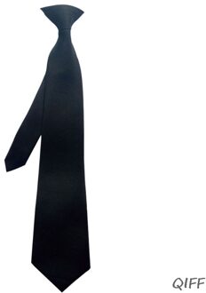50x8cm Mens Uniform Effen Zwarte Kleur Imitatie Zijde Clip-On Pre-Gebonden Stropdassen voor politie Beveiliging Wedding Funeral