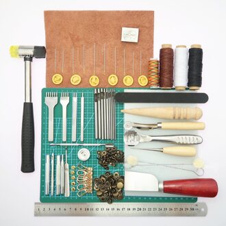 52 stks/set Professionele DIY Leather Craft Gereedschap Hand Naaien Stiksels Punch Carving Werk Zadel Groover Kit