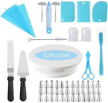 52 Stks/set Taart Draaitafel Set Multifunctionele Cake Decorating Kit Gebak Buis Fondant Party Keuken Dessert Bakken Levert 52stk