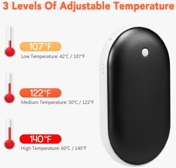 5200mAh 5V Leuke USB Oplaadbare LED Elektrische Hand Warmer Heater Reizen Handige Lange Levensduur Mini Pocket Warmer thuis Opwarming Product zwart