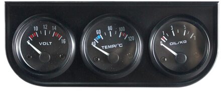 52Mm 12V Auto Gauge 3 In 1 Spanning/Water Temp/Olie Druk/Olie Temperatuur Zwart frame Triple Meter