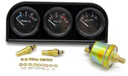 52Mm 3 In 1 Olie Temp Gauge + Water Temp Gauge + Oliedrukmeter Meter Triple auto Meter