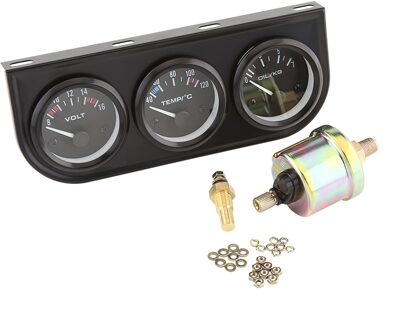 52MM 3 In 1 Volt meter + water temp gauge + Oliedrukmeter Kit Volt meter Of Olie temperatuurmeter Triple Mete EP-AW-C3