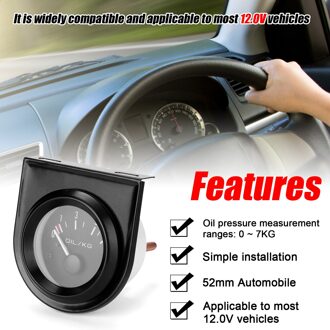 52Mm Auto Olie Druk Instrument Auto Oliedrukmeter Inbouwen 0 ~ 7Kg Oliedrukmeter Met Sensoren 12.0V