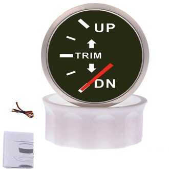 52Mm Boot Marine Buitenboordmotor Trim Tilt Gauge Waterdichte Ip 67 UP-DN Trim Gauge Meter Voor 0-190ohm Linkerkant met Backlight zwart zilver