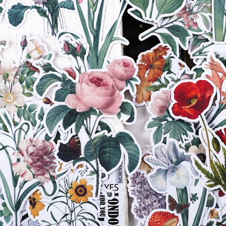 52pcs Creative Cute Self-made watercolor Fresh flowers background scrapbooking Stickers /Decorative Sticker /DIY Craft Photo Alb