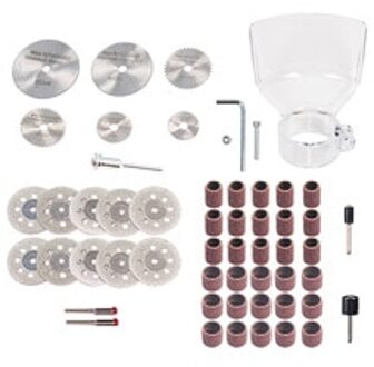 52Pcs Mini Scherpe Diamant Cut Off Rotary Tool Kit Hss Zaagblad + Diamantdoorslijpschijf + Beschermhoes + Polijstmachine Ring
